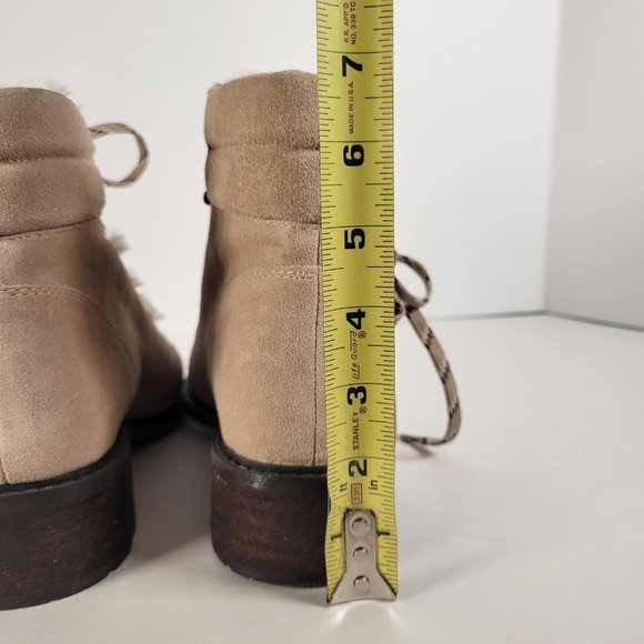Sam Edelman DARRAH 2 Sand Suede Faux Fur Detail Lace Up Combat Boots Women Sz 10 - Picture 11 of 13